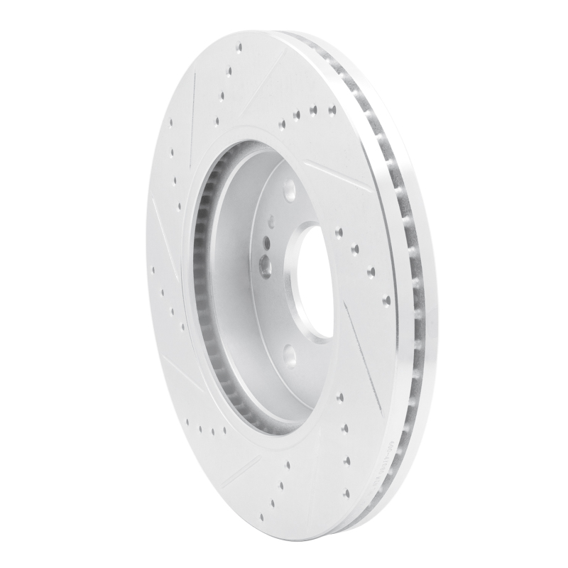 Cadillac Vistiq Brake Rotor (1) - Front Right - R1 Concepts - Drilled & Slotted - Silver - `19-`26